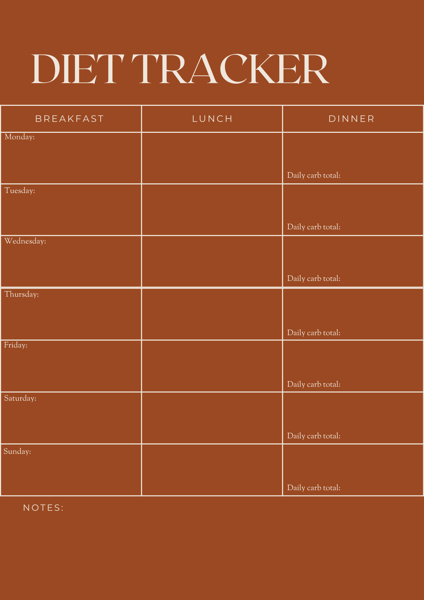 'track the trim' Diet Tracker